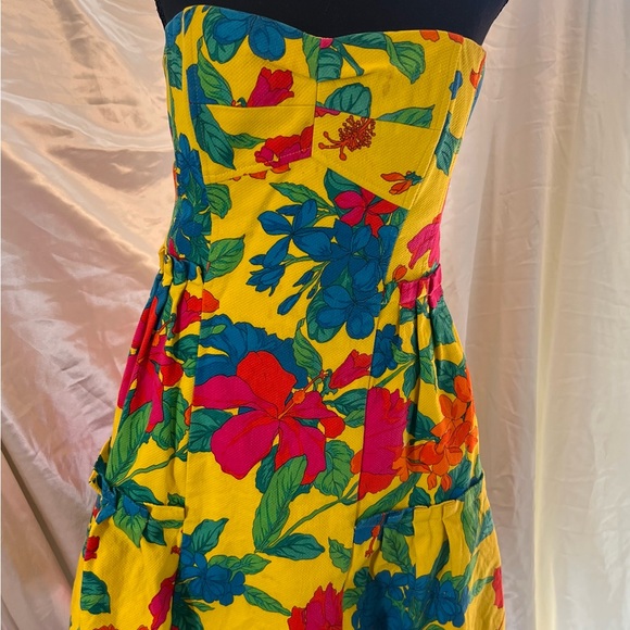 Nanette Lepore Strapless Floral Dress - Yellow, Red, Blue, Green - Picture 1 of 5